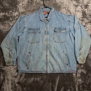Duke Haband Flannel Lined Full Zip Denim Jean Jacket Size XX-Large 4-Pocket